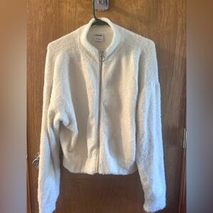 Gymshark x Whitney Simmons White Fuzzy Jacket
